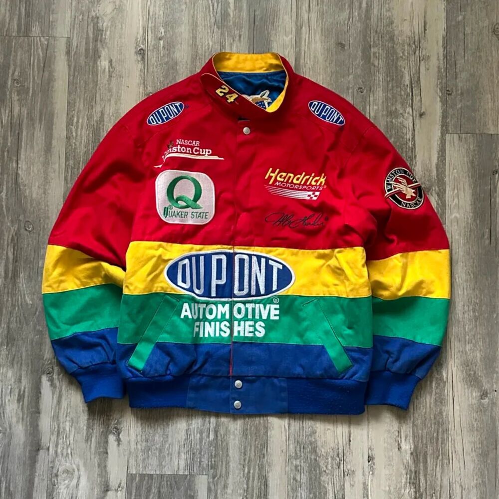 Vintage Jeff Hamilton Racing Collection Dupont Rainbow Jacket Size Small